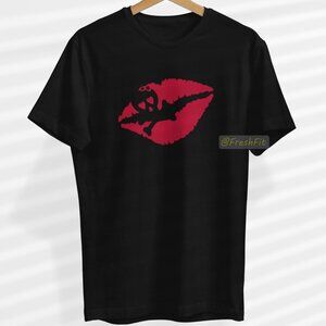 🆕Kiss of Death Skull Lips Black T-Shirt Graphic Tee